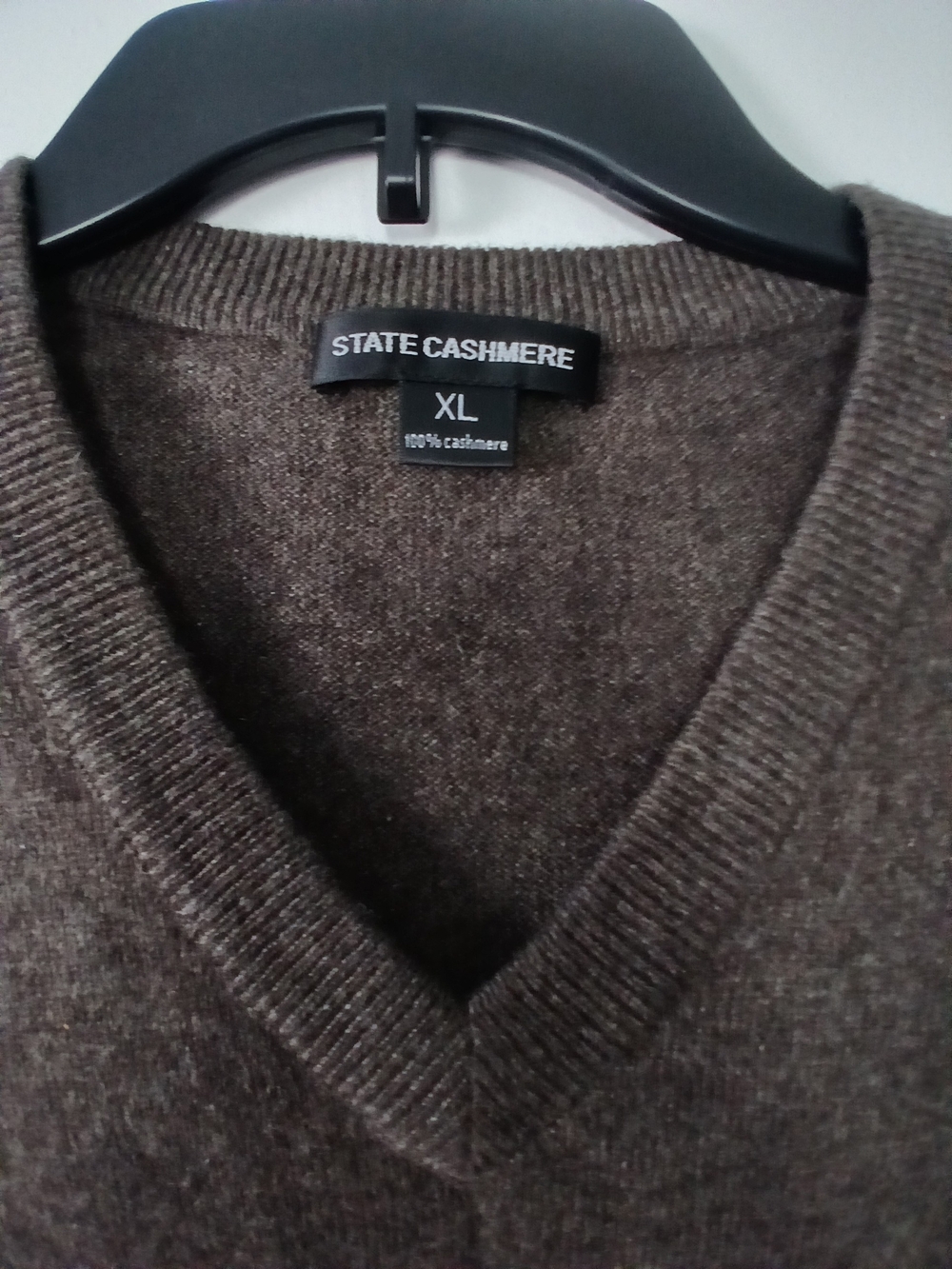 State Cashmere Men's V-Neck Cashmere Sweater - Brown - XL